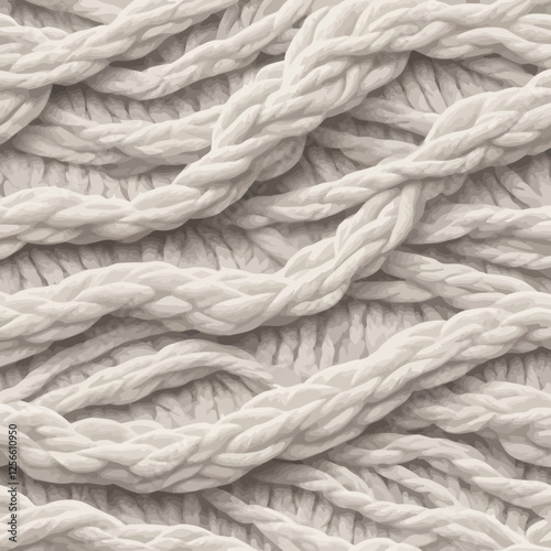 Intertwined Textile Texture: A close-up shot showcasing the intricate, interwoven texture of a creamy white fabric. This abstract composition evokes a sense of tactile richness and visual depth.