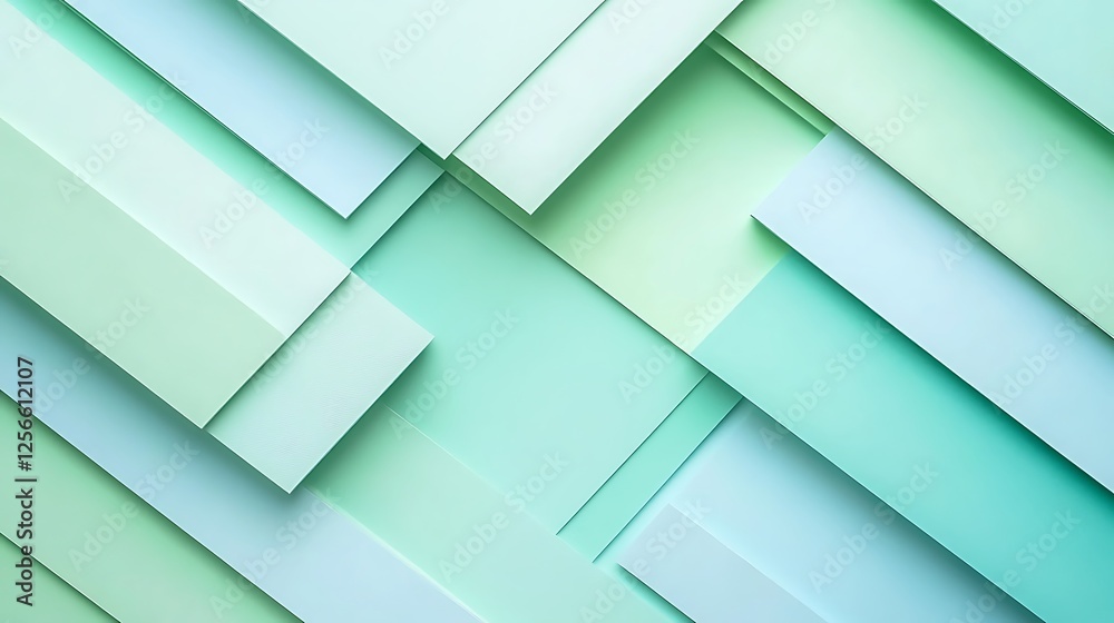 Fototapeta premium Abstract Green and Blue Layered Geometric Design