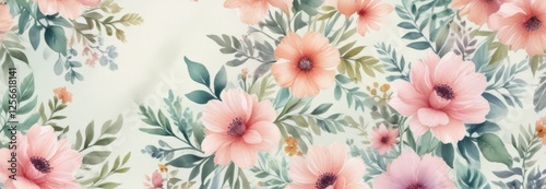 Wallpaper Mural Soft focus floral patterns with watercolor texture and pastel colors , garden background, watercolor flowers, nature-inspired Torontodigital.ca