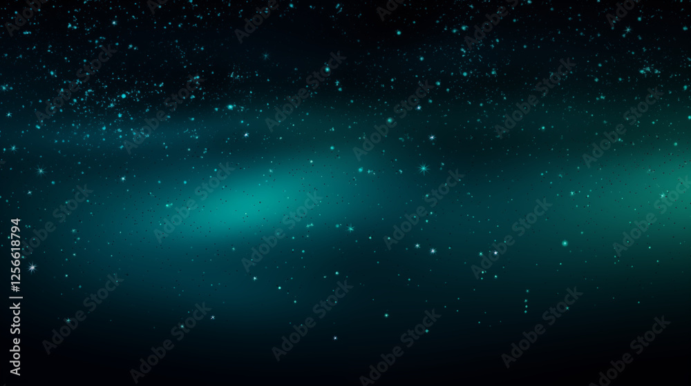Fototapeta premium Particules scintillantes et brillantes volant sur fond sombre, noir. Lumière verte, paillettes dorées, argentées et flou. Fond pour bannière, création graphique