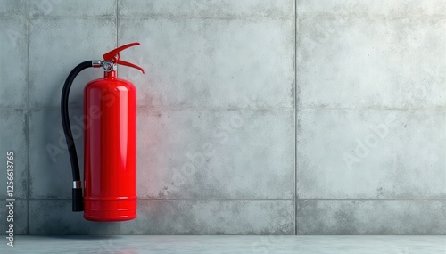 Wallpaper Mural Red fire extinguisher mounted on a gray concrete wall , industrial safety, fire safety Torontodigital.ca