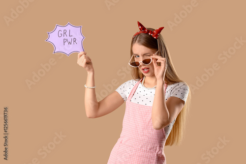 Young pin-up woman with GRL...