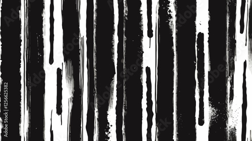 Ink Strokes: A striking monochrome abstract art piece featuring bold vertical ink strokes. The artwork is a dynamic display of contrasts and textures.