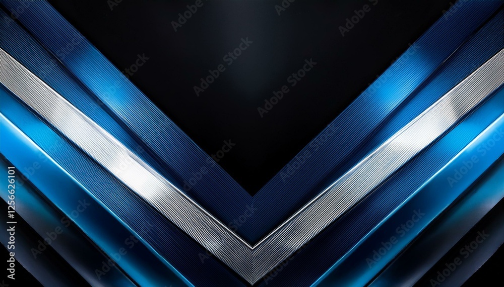 Obraz premium modern black dark blue white abstract background minimal color gradient geometric shape lines stripe triangle angle 3d shadow design futuristic metal metallic effect light shine luxury premium