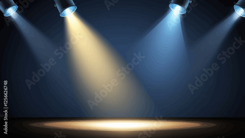 Spotlight Stage: The image showcases a dynamic stage setup, lit dramatically with colored spotlights, creating an atmosphere of anticipation and focus.