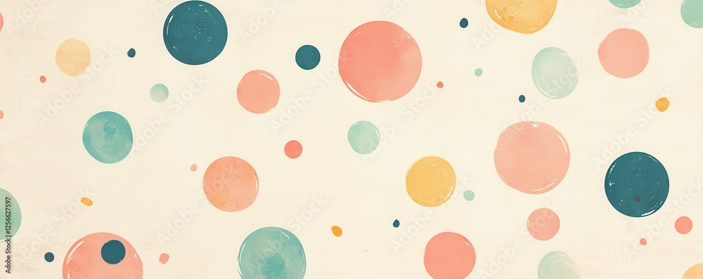 Colorful retro polka dot pattern with pastel circles on beige background Colorful retro polka dot pattern with pastel circles on beige background