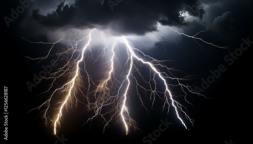 tunder lightning bolts isolated on black background