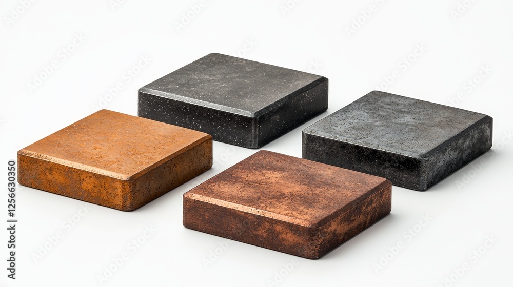 Matte-finished billets in earthy tones, isolated with delicate shading for a natural yet geometric aesthetic, subtle elegance concept Matte-finished billets in earthy tones, isolated with delicate shading for a natural yet geometric aesthetic, subtle elegance concept