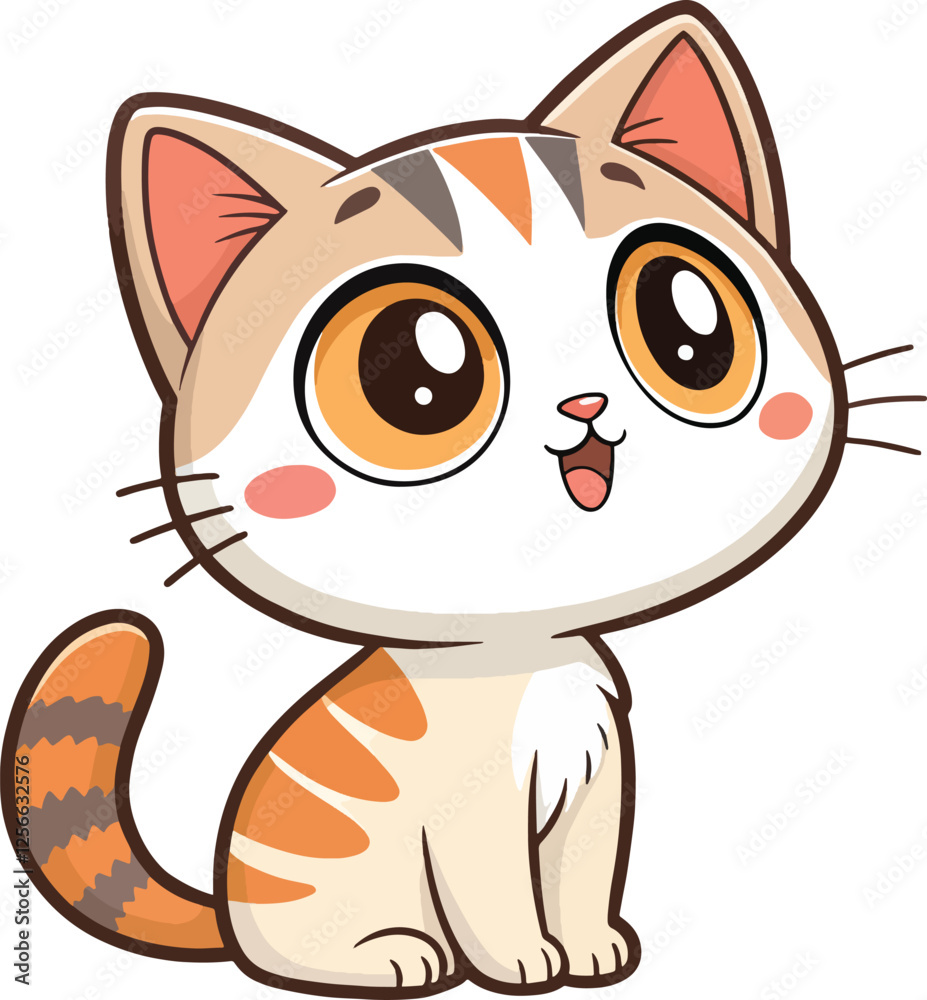 Obraz premium cute cartoon red cat on the white background