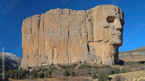 Majestic Rock Formation in Round Rock, Texas Capturing the Essence of Nature's Sculptural Art Against a Clear Blue Sky