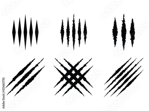 set of silhouette animal claw symbol design vector illustration isolated on transparent background