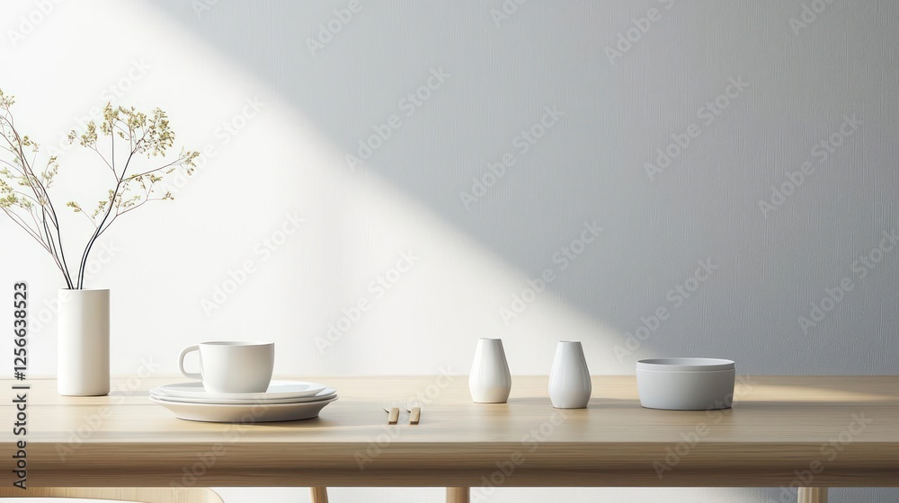 Simple Elegant Table Setting With White Flowers