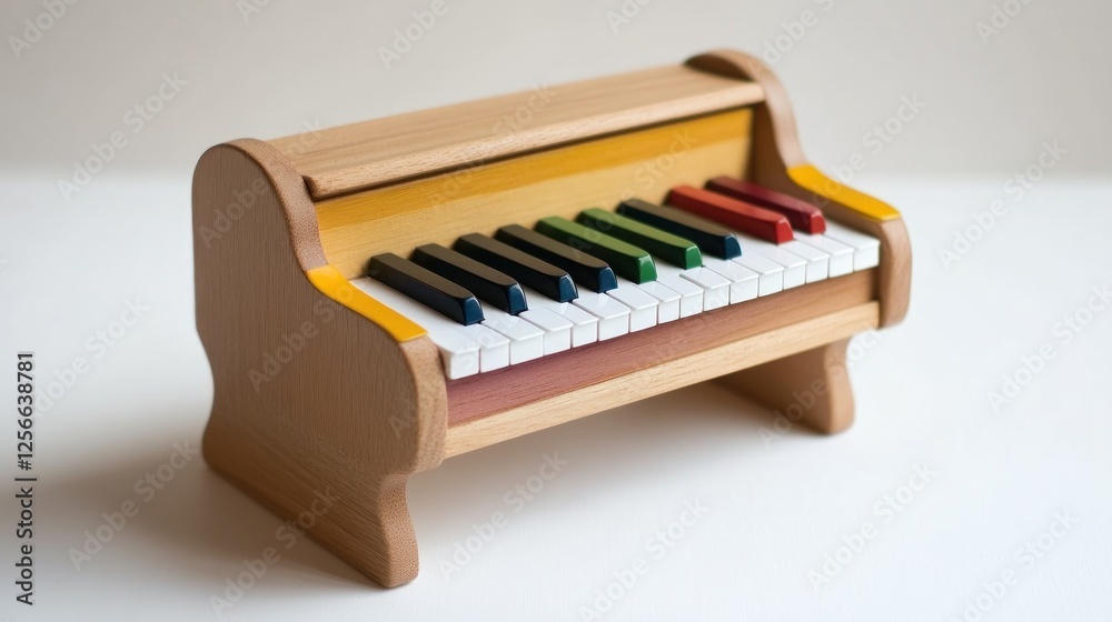 Colorful wooden toy piano on white background Colorful wooden toy piano on white background