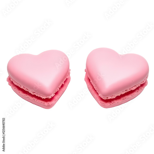 Two heart-shaped cookies adorned with smooth pink icing, Generative Ai
