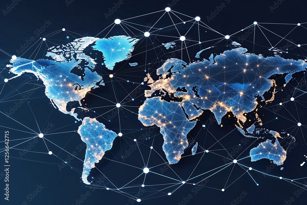 Fototapeta premium Global Networking Solutions with Digital Framework and Geometric Design Elements