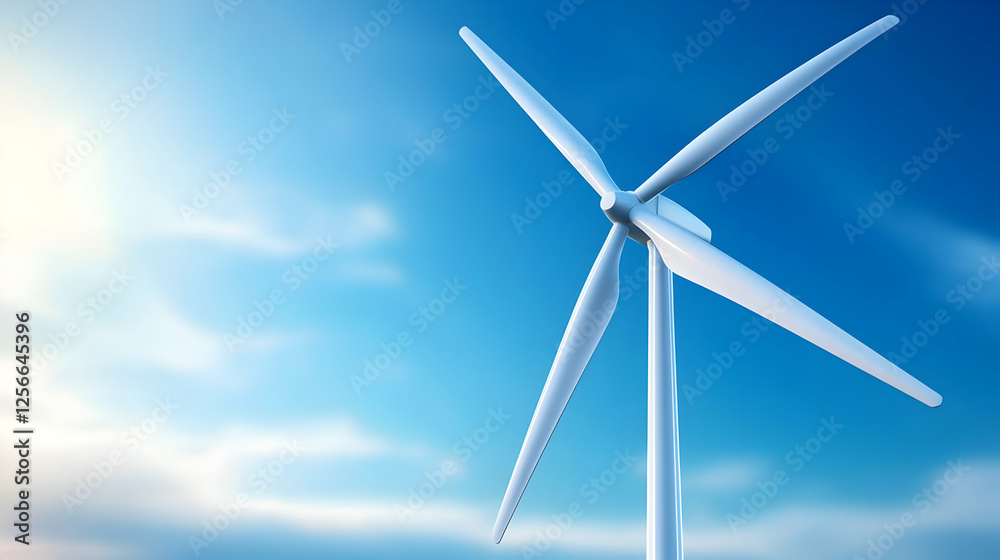A clean wind turbine stands against a bright blue sky, symbolizing renewable energy and sustainable technology. A clean wind turbine stands against a bright blue sky, symbolizing renewable energy and sustainable technology.