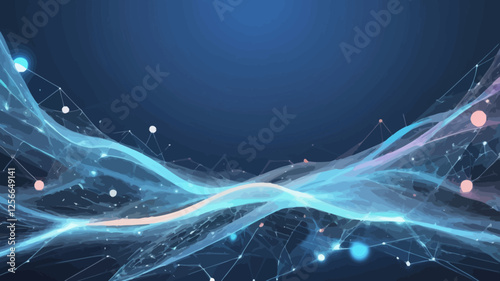 Digital Wave: A captivating digital rendering showcases a network of interconnected points, forming flowing, ethereal lines that dance against a deep blue backdrop.