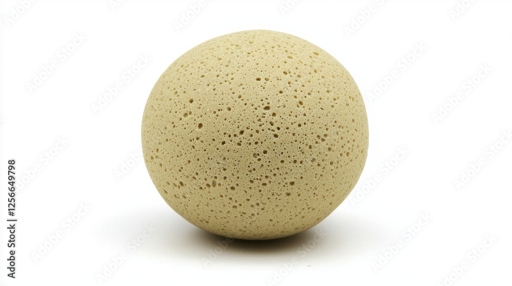 Textured Yellow Sphere with Unique Pockmarks on White Background Textured Yellow Sphere with Unique Pockmarks on White Background