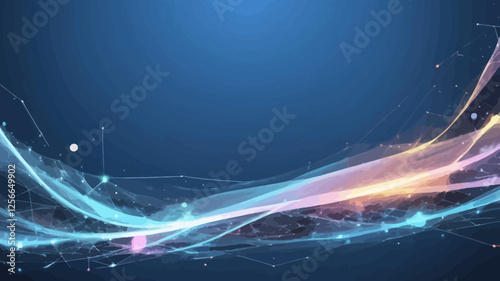 Digital Network and Flow: An abstract display of interconnected lines and points flowing across a gradient background, capturing the essence of digital connection and modern technology.