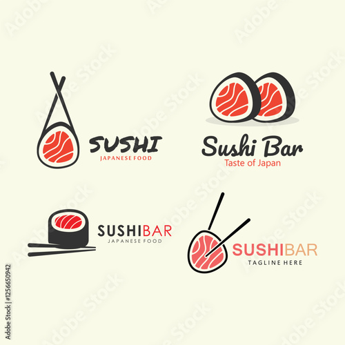 Sushi vector logo template, or Japanese specialties.