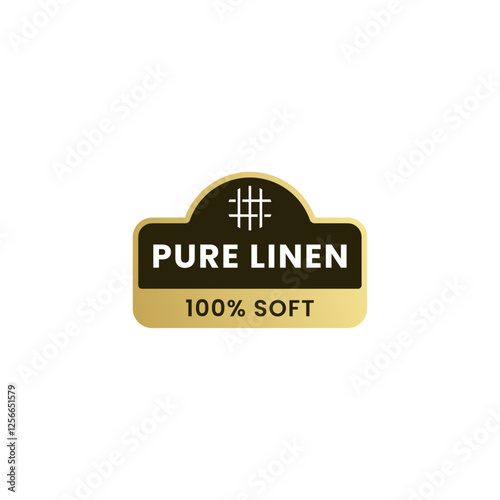 Pure linen label or 100% soft label vector isolated. Best pure linen label for product packaging design, element design, and more about Linen fabric.