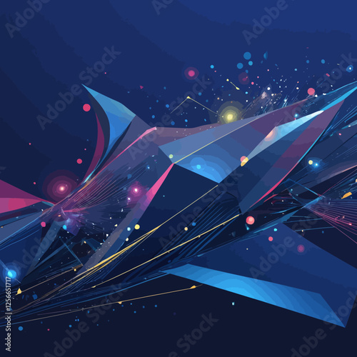 Abstract Geometric Modern Artwork: An exquisite abstract composition with vibrant geometric forms and a sleek, contemporary style. A dynamic display of color and shape.