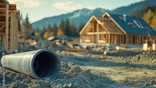 Wallpaper Mural Under Construction  A Glimpse into the Foundations of a Mountainside Housing Development Project Torontodigital.ca