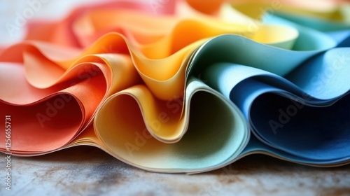 Colorful Wavy Abstract Paper Layers with Smooth Gradients and Soft Textures for Creative Design Projects and Visual Art Applications
