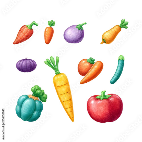 Fruit and Vegetable icons, drawing, symbols, logos