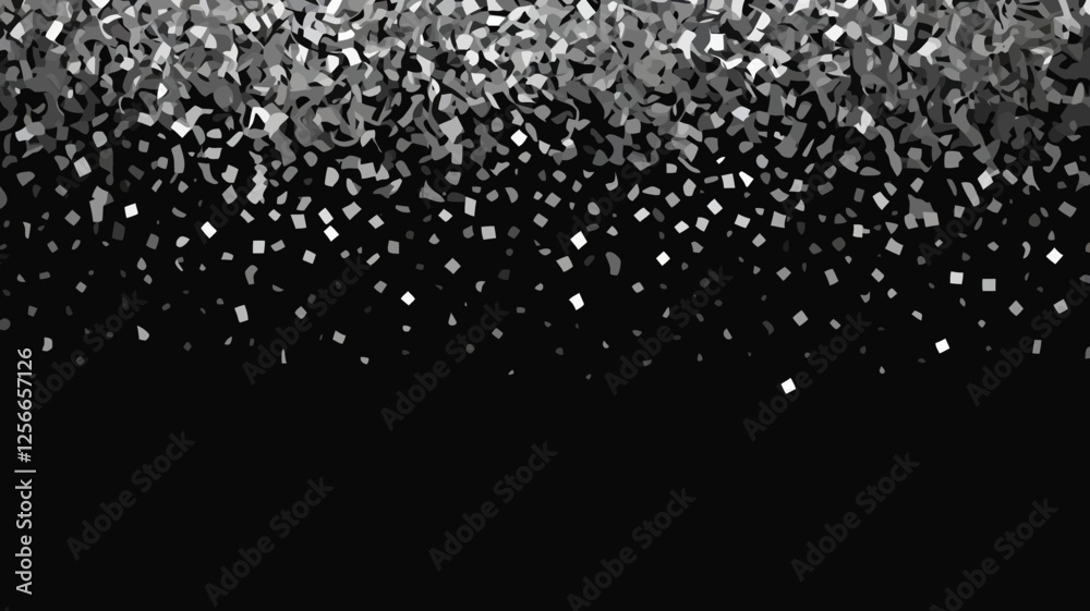 Silver Glitter on Black Background: A dazzling, sparkling texture of silver glitter, reminiscent of a celestial night sky, set against a deep black backdrop. Silver Glitter on Black Background: A dazzling, sparkling texture of silver glitter, reminiscent of a celestial night sky, set against a deep black backdrop.
