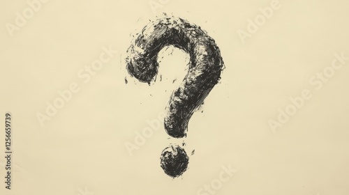 Intriguing Artistic Representation of a Question Mark in Monochrome Doodle Style, Perfect for Emphasizing Curiosity and Inquiry in Creative Projects
