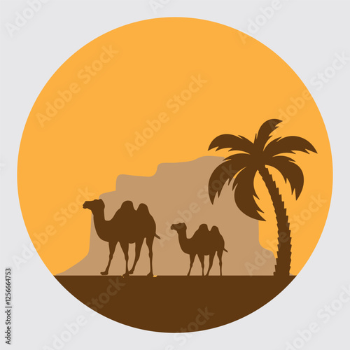 camel in the desert, vector illustration of a camel 