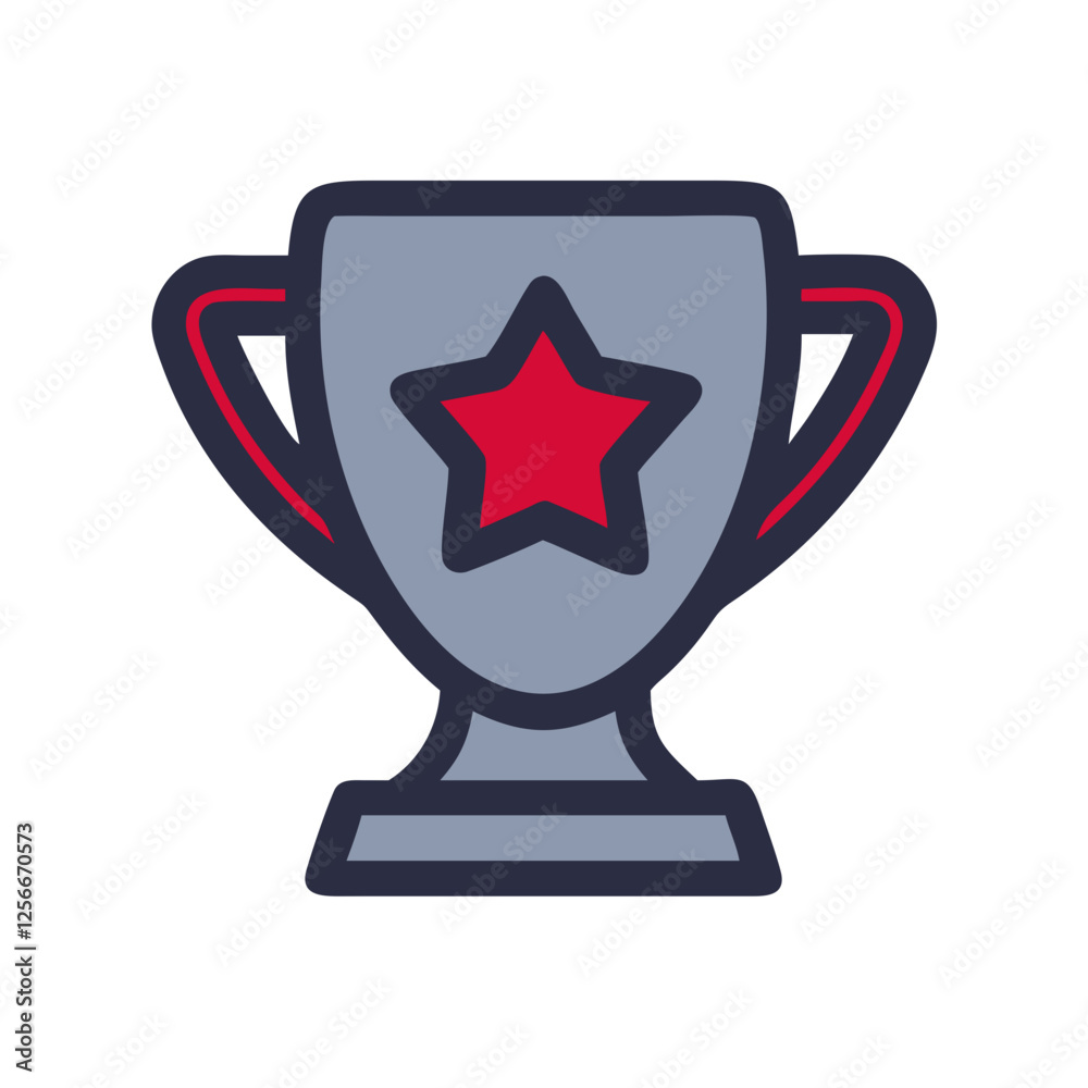 Award trophy icon featuring a red star and gray design