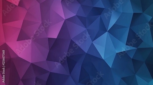 Abstract polygonal background with pink, purple, and blue gradient.