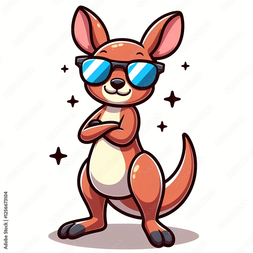 Fototapeta premium Cute Kangaroo Cool Wearing Glasses Cartoon Vector Icon Illustration