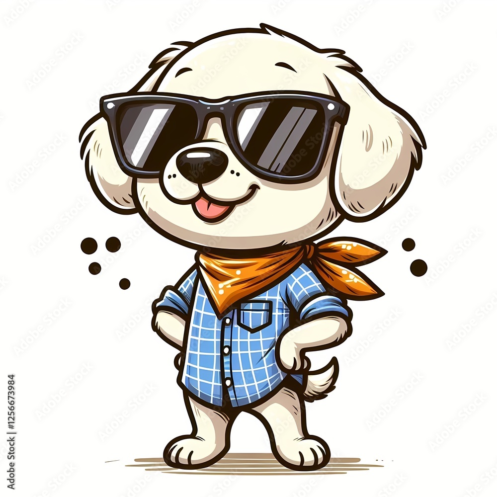 Obraz premium Cute Dog Cool Wearing Glasses Cartoon Vector Icon Illustration