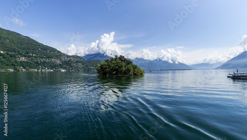 characteristic village on the shore of Lake Maggiore photo