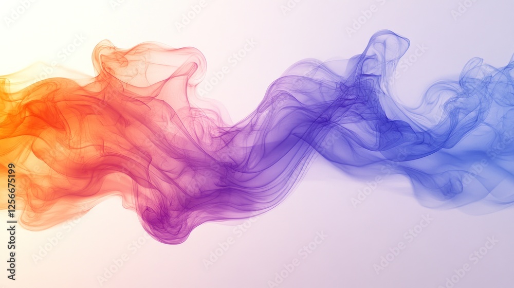 Colorful flowing smoke waves intertwining in a soft gradient background, creating a serene atmosphere