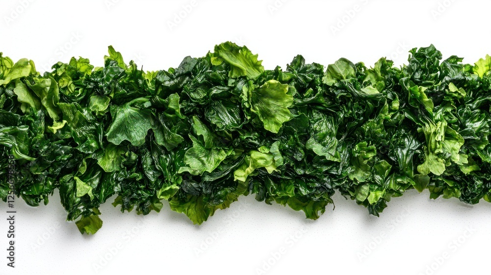 Obraz premium Fresh Green Lettuce Leaves on White Background for Culinary Use