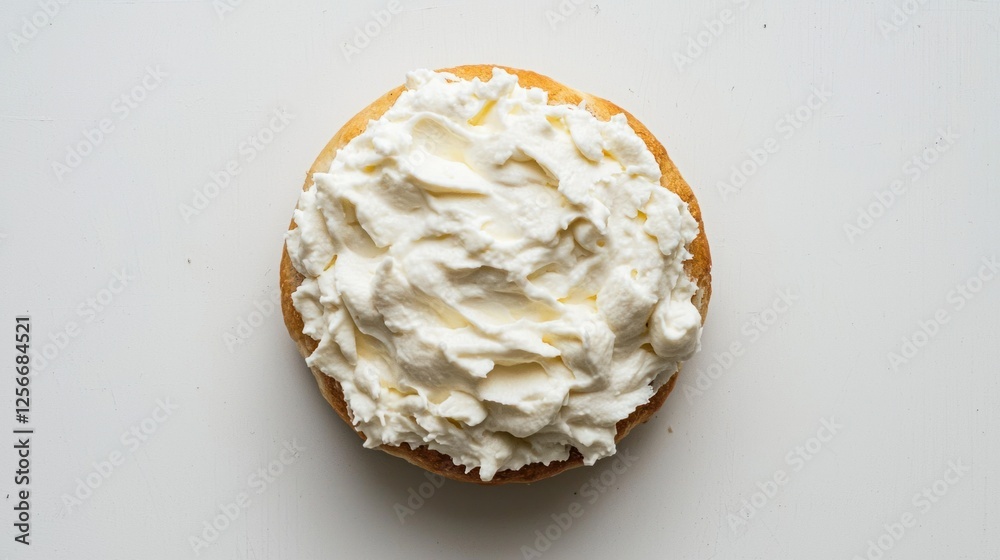 Creamy Whipped Topping on Soft Cake Base Ready for Decoration Creamy Whipped Topping on Soft Cake Base Ready for Decoration