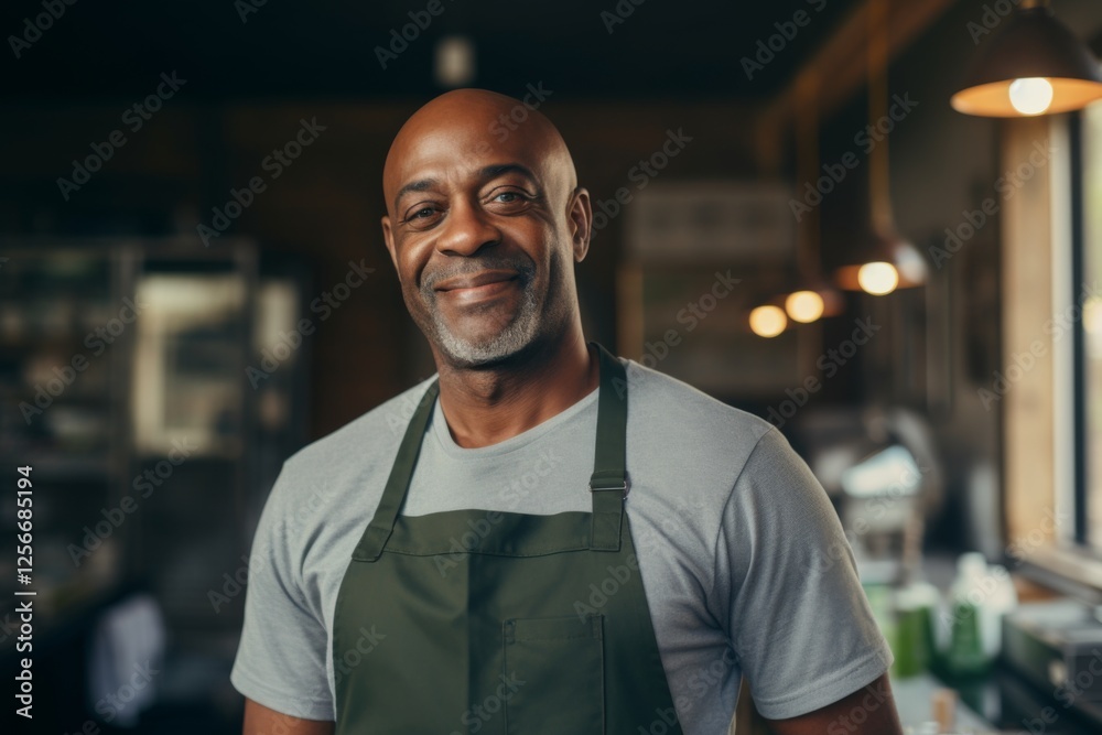 Fototapeta premium Smiling portrait of a middle aged African American small business owner