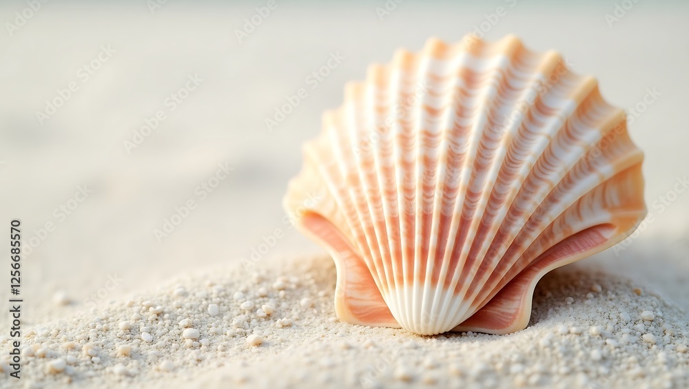 Close-up of a delicate seashell on soft sand - tranquility and nature's beauty - beach getaway Close-up of a delicate seashell on soft sand - tranquility and nature's beauty - beach getaway