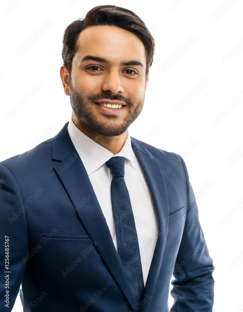 Portrait of only one Man. White Background. Portrait of only one Man. White Background.