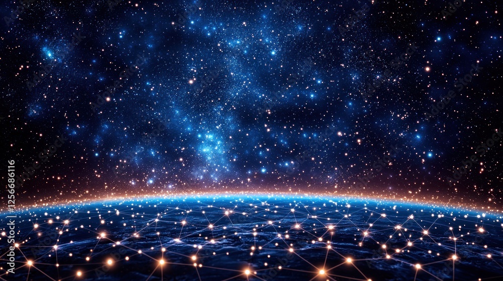 Obraz premium Global Network and Universe: A Celestial Connection