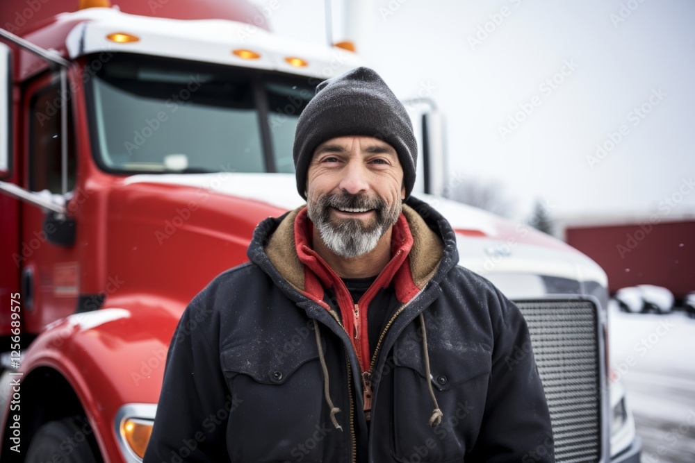 Portrait of a middle aged male truck driver Portrait of a middle aged male truck driver