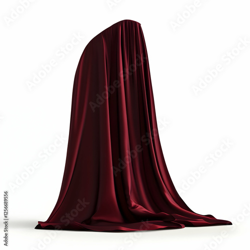 Red velvet cloth covering an object; unveiling concept