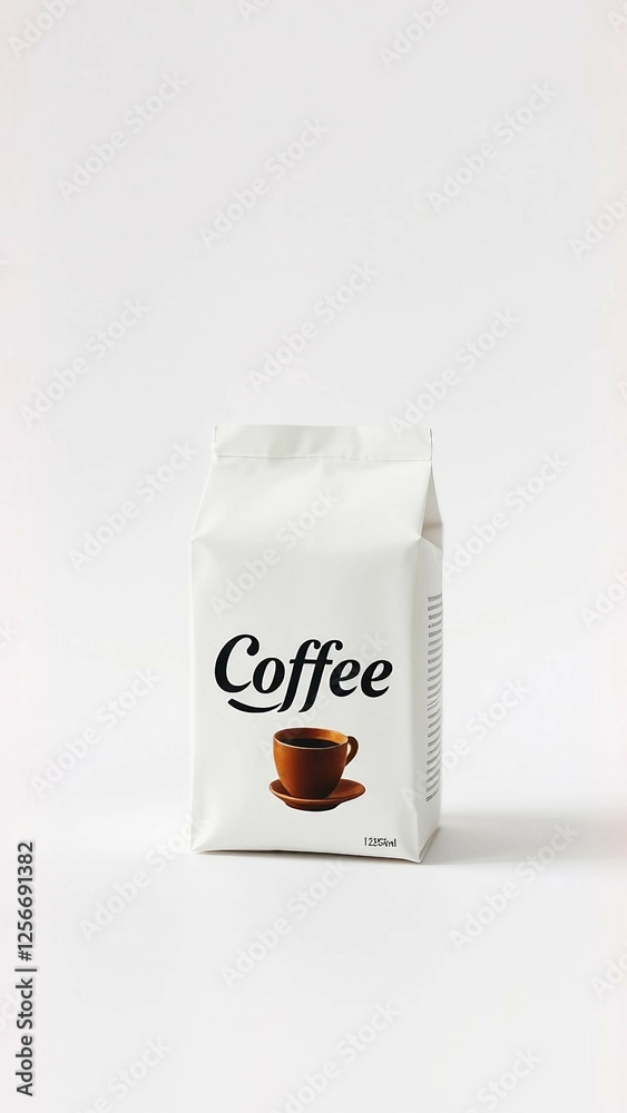 White pack of coffee against white background vertical White pack of coffee against white background vertical