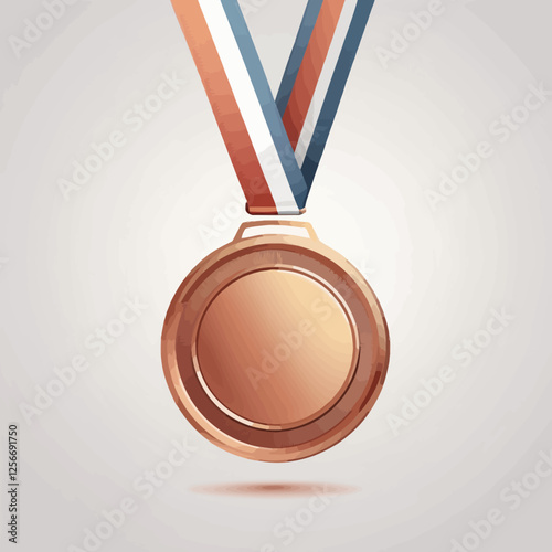 Bronze Medal of Honor: A meticulously crafted bronze medal, symbolizing achievement and recognition, hangs suspended gracefully by its colorful ribbon.