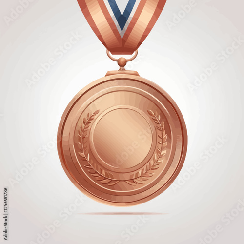 Bronze Medal: A detailed illustration of a bronze medal, symbolizing achievement and recognition, hangs against a soft background, its design evokes a sense of honor and accomplishment.