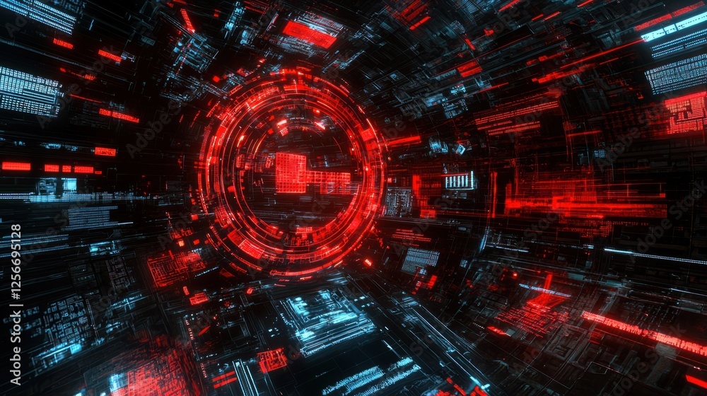 Futuristic Digital Abstract Design with Red and Blue Elements Futuristic Digital Abstract Design with Red and Blue Elements